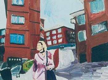 Malerei von Thomas Hoor mit dem Titel »Susanne sollte sich entscheiden« Acryl auf Leinwand