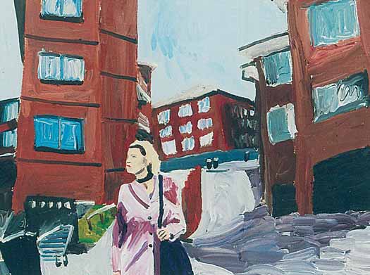 Malerei von Thomas Hoor mit dem Titel »Susanne sollte sich entscheiden« Acryl auf Leinwand