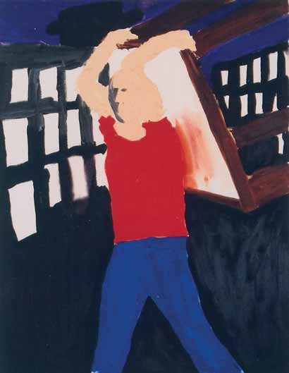 Malerei von Thomas Hoor mit dem Titel »Ich muss Schreigen«, Acryl auf Leinwand