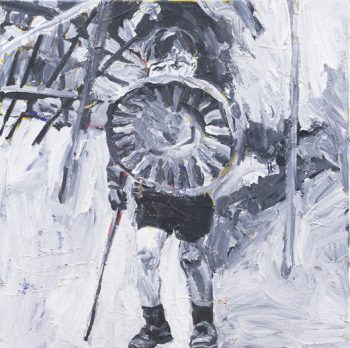 Malerei von Thomas Hoor mit dem Titel »Belfast 1970«, Acryl auf Leinwand