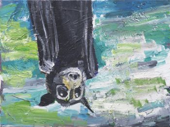 Malerei von Thomas Hoor mit dem Titel »Flughund«, Acryl auf Leinwand